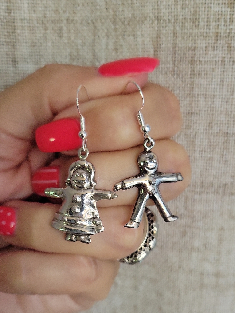 Vintage ME INK Mary Engelbreit Sterling Silver Boy and Girl Silhouette Earrings